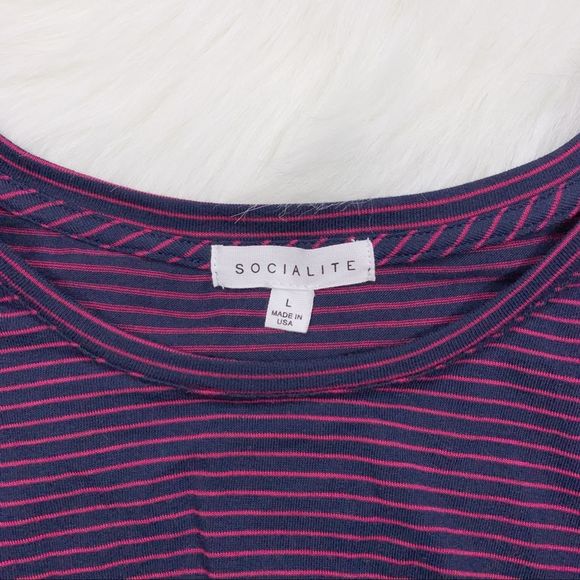 NWOT SOCIALITE Striped Front Twist Keyhole Dress L - Picture 4 of 6